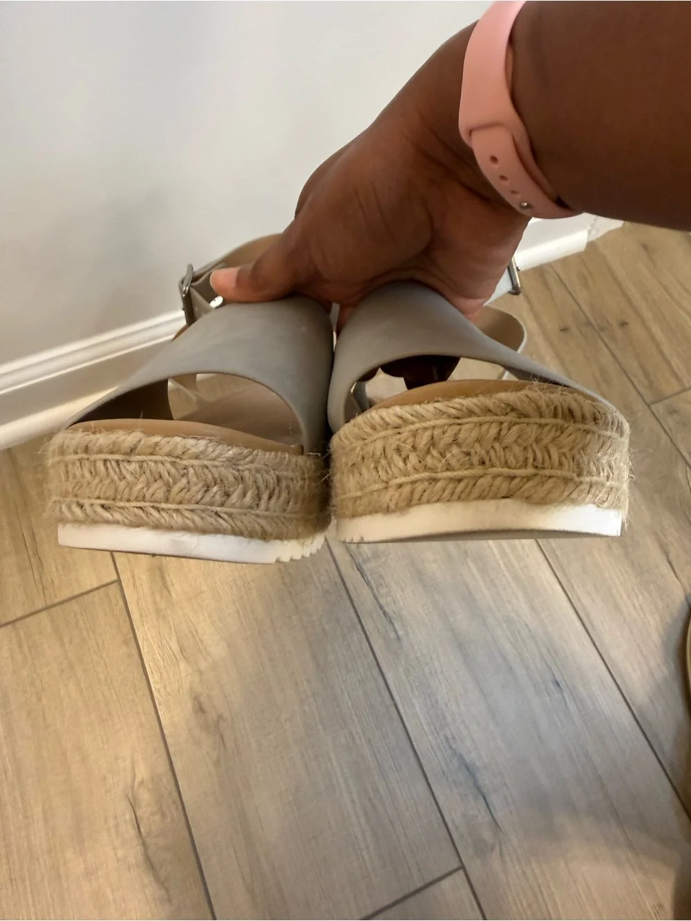 Soda Light Gray Espadrille Flatform Sandals